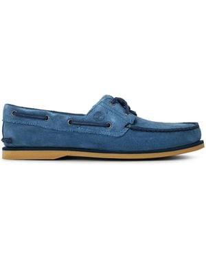 Timberland Classic Textured Lace Up Boat Shoes - Blue