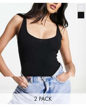Miss Selfridge Scoop Bodysuit 2 Pack - Black