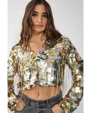 Nasty Gal Disc Tassel Jacket - Metallic
