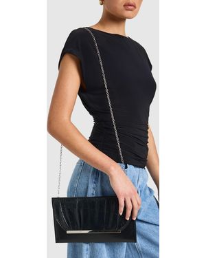Boohoo High Shine Crinkle Envelope Clutch Bag - Blue