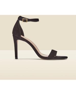 Sosandar Nia Suede Barely There High Heel Sandal (9.5Cm Heel) Leather - Natural