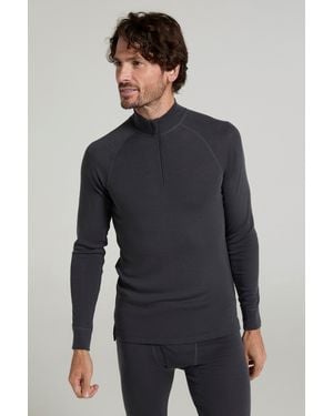 Mountain Warehouse Merino Baselayer Top Long Sleeve Thermal High Wicking Breathable Jumper Wool - Grey