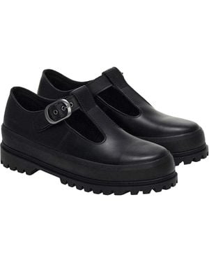 Superga Ladies 2541 Box Leather Mary Janes - Black