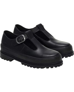 Superga Ladies 2541 Box Leather Mary Janes - Black