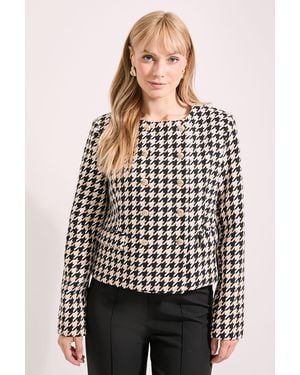 PRINCIPLES Dogtooth Boxy Fit Utility Jacket - Black