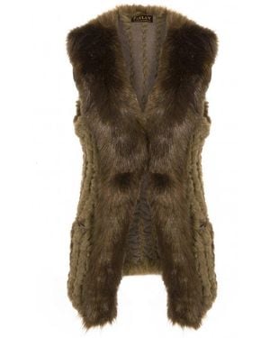 Jayley Hand Knitted Luxury Faux Fur Gilet With Suede Base - Green