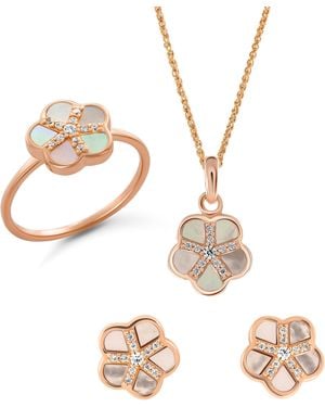 Orphelia 'Daisy' 925 Sterling Set: Necklace + Earrings + Ring - Metallic