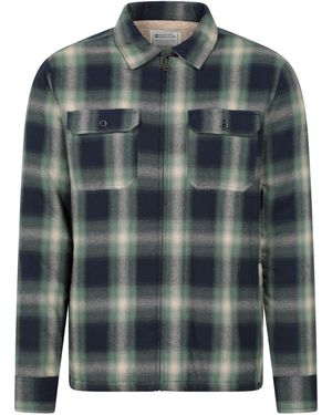 Mountain Warehouse 'Stream Ii' Lined Flannel Shirt With Front Pockets Warm Cosy Top Cotton - Green