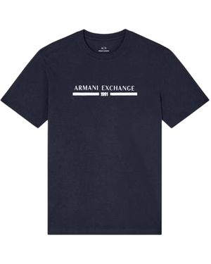 ARMANI EXCHANGE Lineair Logo T-Shirt (Marine) - Blauw
