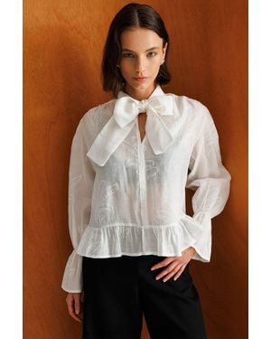 MixRay Cotton Blouse - Brown
