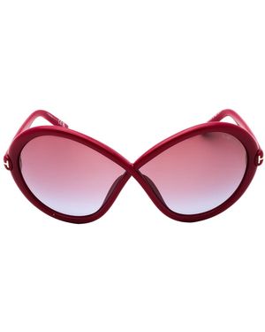 Tom Ford Glanzende Fuxia Montuur Violette Zonnebril - Rood