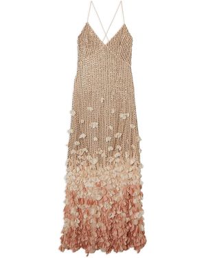 Karen Millen Floral Applique Woven Strappy Maxi Dress - Natural