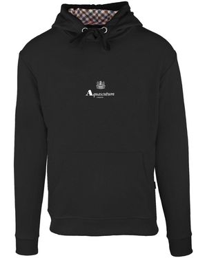 Aquascutum Hooded Neck Long Sleeve Sweatshirt - Black