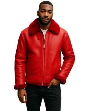 Infinity Leather B3 Bomber Raf Aviator Sheepskin Jacket -Worcester - Red