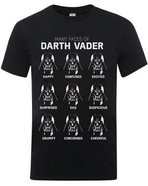 Star Wars Many Faces Of Darth Vader Cotton T-Shirt - Black