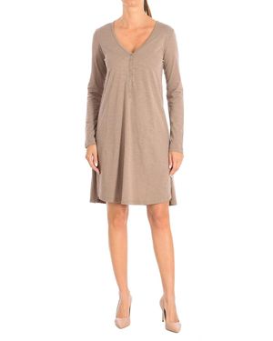 Benetton Long Sleeve Dress 3Bcjv7044 - Natural