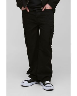 BoohooMAN Tall Relaxed Rigid Cargo Jeans - Black