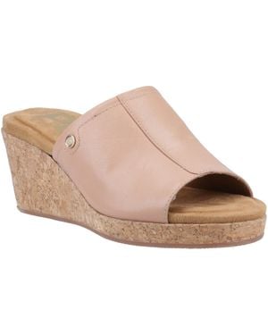 Hush Puppies Willow Leather Cafe Creme Wedges - Natural