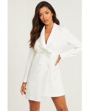 Quiz White Diamante Trim Blazer Dress