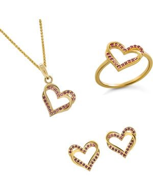 Orphelia 'Cecilia' 925 Sterling Set: Necklace + Earrings + Ring - Metallic