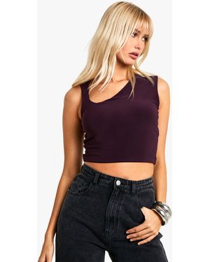 Boohoo Slinky Asym Neck Sleeveless Top - Black