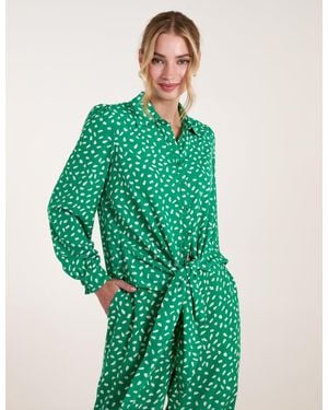 Blue Vanilla Abstract Polka Dot Oversized Shirt - Green