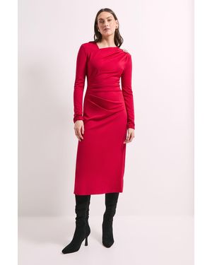 PRINCIPLES Buckle Detail Ponte Midi Dress - Pink