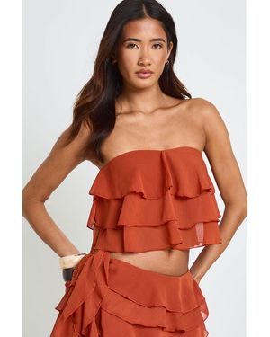 Boohoo Bandeau Textured Ruffle Top