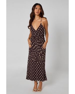 Urban Bliss Animal High Neck Maxi Dress - Brown