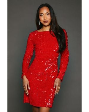 PRINCIPLES Sequin Velvet Pencil Dress - Red