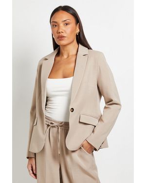 PRINCIPLES Textured Single Breasted Blazer - Natural