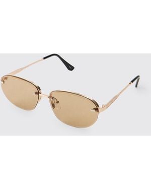 BoohooMAN Rectangular Rimless Tinted Sunglasses - White