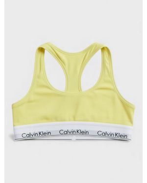 Calvin Klein Unlined Cotton Logo Bralette Cyber - Metallic