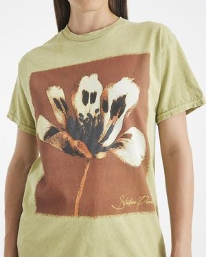 River Island T-Shirt Short Sleeve Floral Print Cotton - Brown