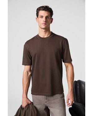 Grimelange Ribbed Crew Neck T-Shirt - Brown
