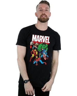 Marvel Hero Group Cotton T-Shirt - Black