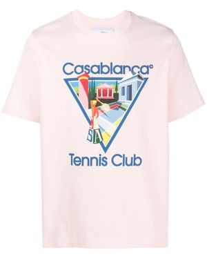 CASABLANCA Le Joueuse Tennis Club Design T-Shirt Cotton - Pink