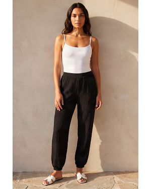 Roman Textured Balloon Trouser - Black