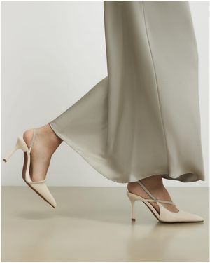 River Island Cream Diamante Slingback Court Heels - Metallic