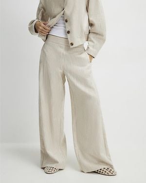 River Island Wide Leg Trousers Elasticated Pockets Cotton - White