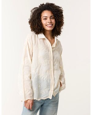 Blue Vanilla Flower Print Shirt - White