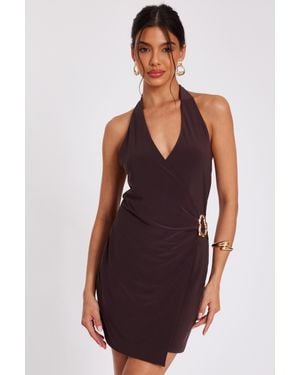 Quiz Halter Neck Mini Dress - Purple