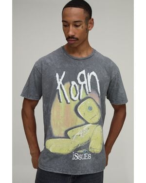 BoohooMAN Oversized Washed Korn License Print T-Shirt - Grey