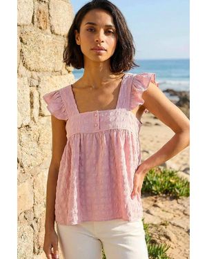 D.u.s.k Textured Bubble Button Top - Pink