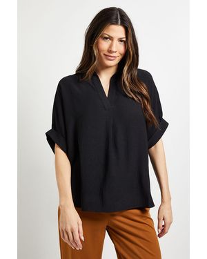 Wallis Woven Collar Overhead Shirt - Black