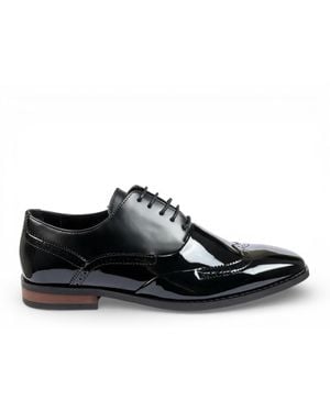 Infinity Leather Patent Pu Wingtip Brogue Oxford Shoes Faux Leather - Black
