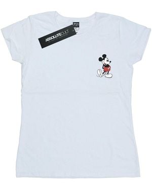Disney Ladies Mickey Mouse Kickin Retro Chest Cotton T-Shirt - Blue