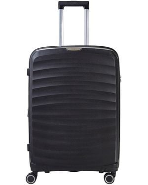 Infinity Leather Hard Shell Suitcase Cabin Luggage - Black