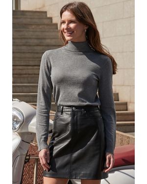 Sosandar Roll Neck Zip Detail Jumper - Grey