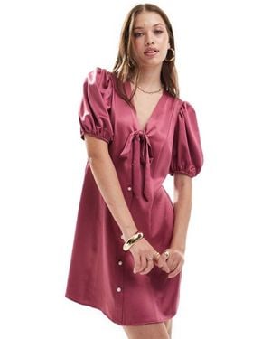 Miss Selfridge Satin Bow Detail Mini Dress - Red